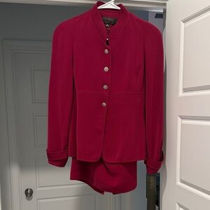 Anne Klein Wine Color Suit Set Pencil Skit and Jacket
